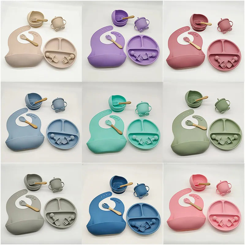 Children's Tableware Set Baby Complementary Food Training Silicone