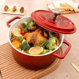 Enameled Cast Aluminum Dutch Oven With Lid 4.7L Nonstick Pan