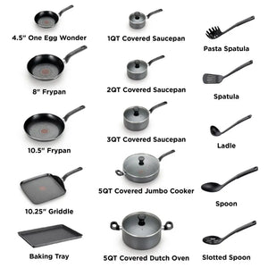 T-fal 20PCS Easy Care Dishwasher Safe Nonstick Cookware Set