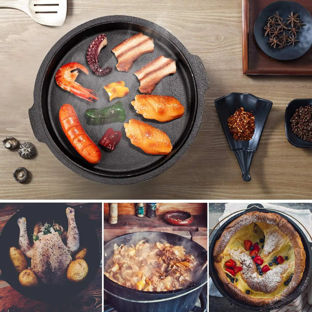 25cm Camp Dutch Oven Pre Seasoned Cast Iron Lid