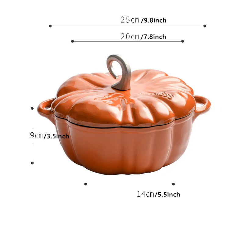 Pumpkin Enameled Cast Iron Dutch Oven 1.9L Enamel Coated