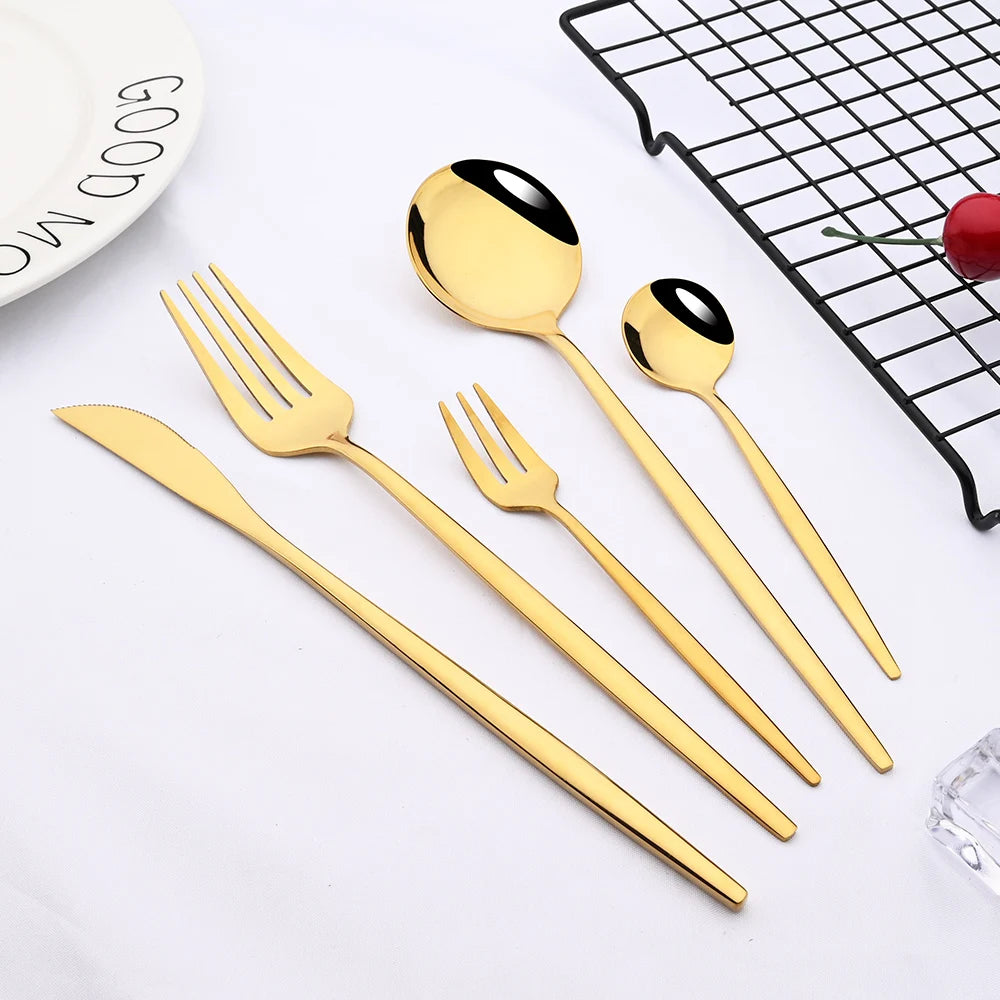 30pcs Gold Dinnerware Set Stainless Steel