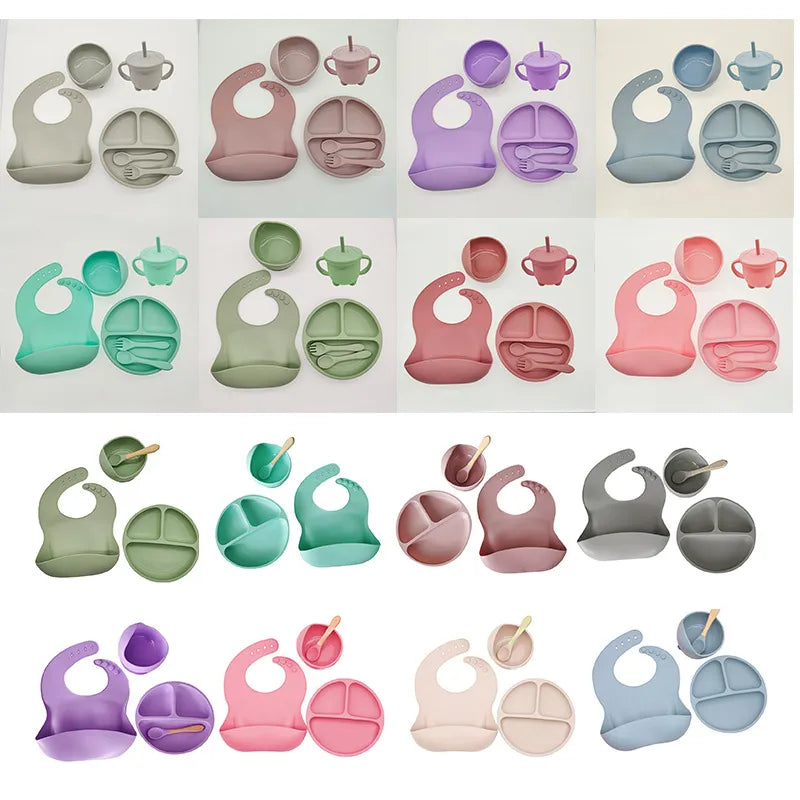 Children's Tableware Set Baby Complementary Food Training Silicone