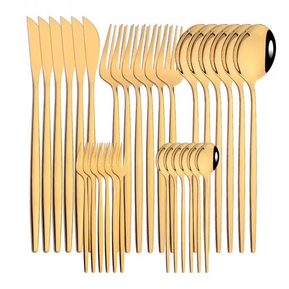 30pcs Gold Dinnerware Set Stainless Steel