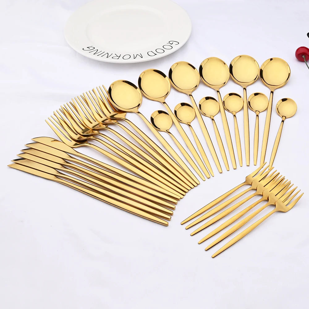 30pcs Gold Dinnerware Set Stainless Steel