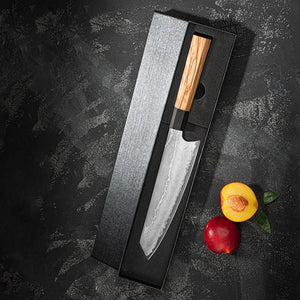 8 Inch Kiritsuke Knife Olive Wood Handle