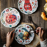 8 Inch Colorful Cat Dinner Plate Under-glazed Ceramic