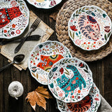 8 Inch Colorful Cat Dinner Plate Under-glazed Ceramic