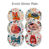 8 Inch Colorful Cat Dinner Plate Under-glazed Ceramic