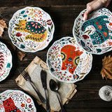 8 Inch Colorful Cat Dinner Plate Under-glazed Ceramic
