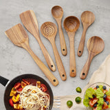 Best Wood Cooking Utensil Set Spatula Soup Spoon Brush Kit