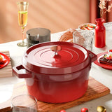 Enameled Cast Aluminum Dutch Oven With Lid 4.7L Nonstick Pan