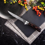Kitchen Knife Boning Damascus Laser Pattern